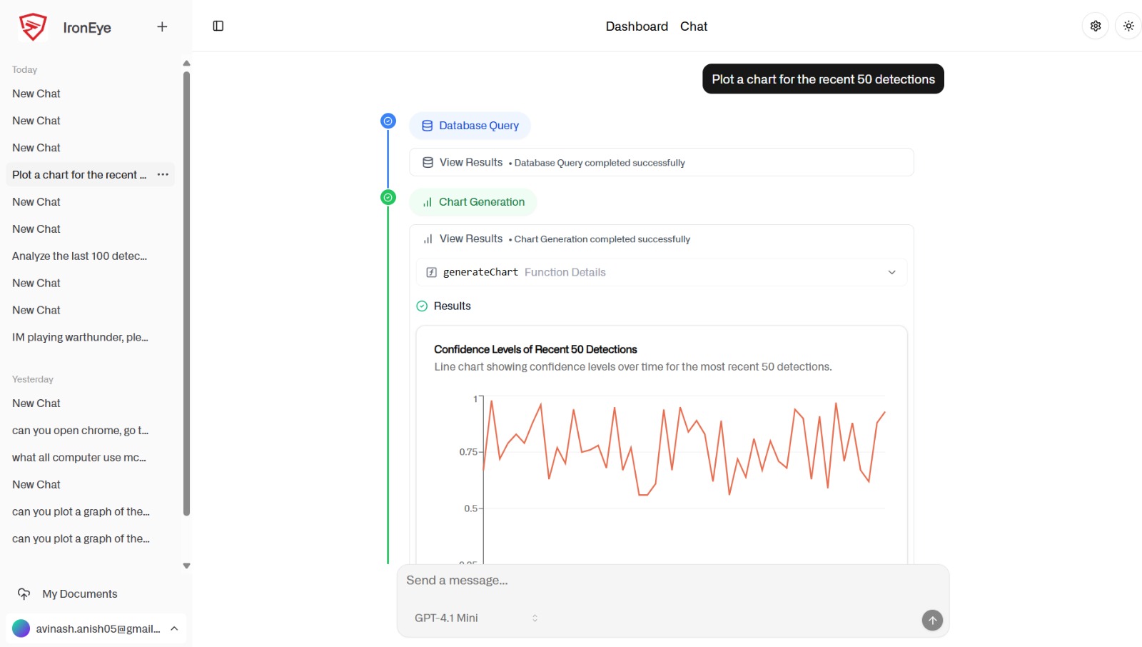 Chat interface with MCP controlled simulation streaming